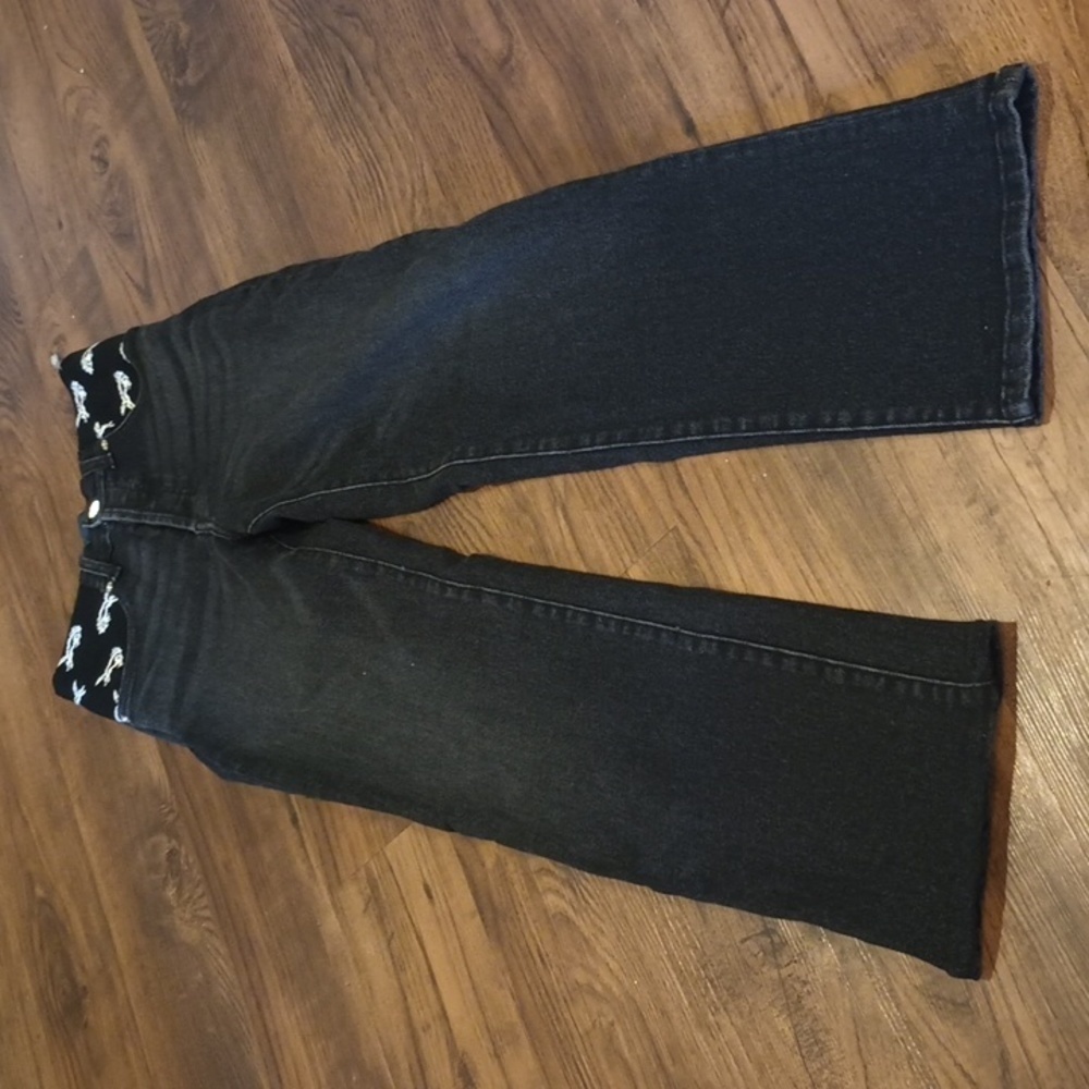 Lost Daze Black Stretchy High Waisted Bronco Detail Straight Leg Jeans A1 - Picture 2 of 10